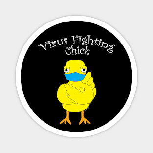 Virus Fighting Chick Curved White Text Magnet